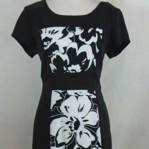 Dressbarn Womens 8 Sheath Dress Black White Career